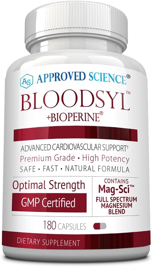 Bloodsyl Vegan Capsules - Supports Blood Flow with Hawthorn Berry, Magnesium, BioPerine - 180 Count