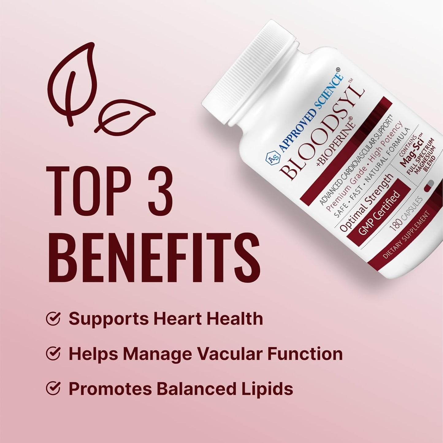 Bloodsyl Vegan Capsules - Supports Blood Flow with Hawthorn Berry, Magnesium, BioPerine - 180 Count