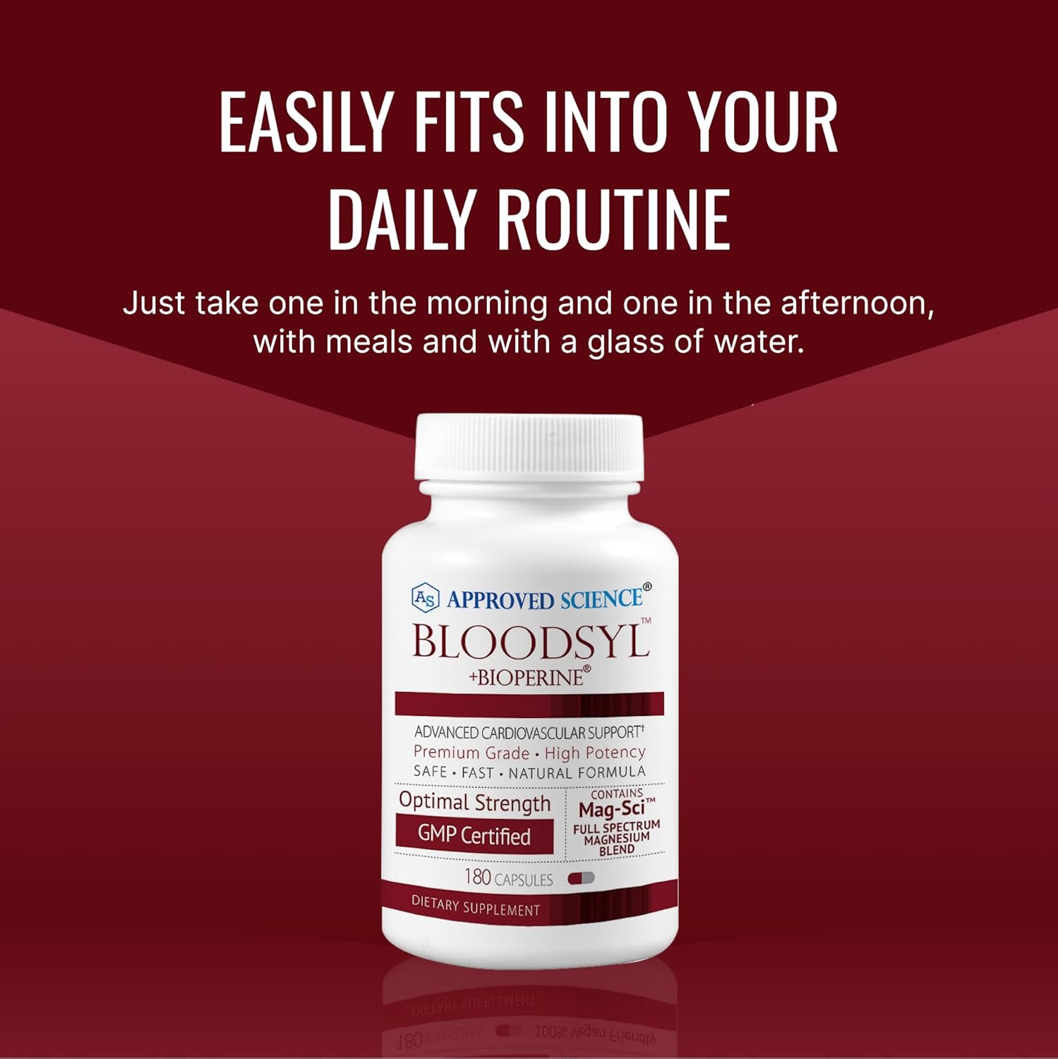 Bloodsyl Vegan Capsules - Supports Blood Flow with Hawthorn Berry, Magnesium, BioPerine - 180 Count