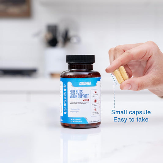 Blue Bliss Vision Support: Eye Vitamins for Adults & Seniors - Lutein, Biotin, Bilberry, Zeaxanthin - 30 Day Supply