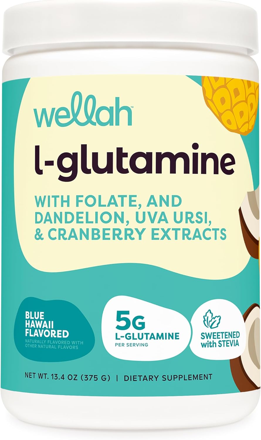 Blue Hawaii Wellah L-Glutamine Powder - 5g per Serving (50 Servings) - Sweetened with Stevia