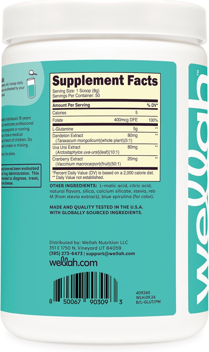 Blue Hawaii Wellah L-Glutamine Powder - 5g per Serving (50 Servings) - Sweetened with Stevia
