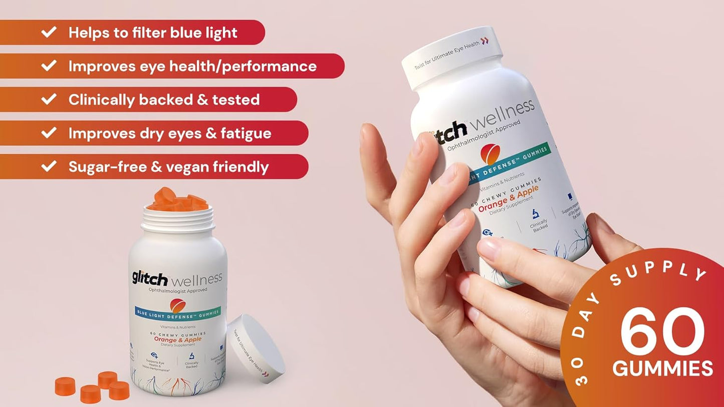 Blue Light Defense Eye Health Gummies with Lutein & Zeaxanthin - Vegan Eye Vitamins for Seniors - 60 Count Pack