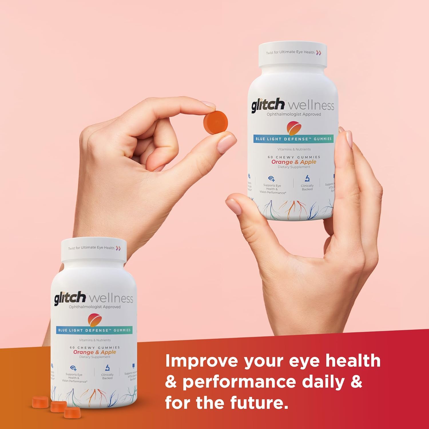 Blue Light Defense Eye Health Gummies with Lutein & Zeaxanthin - Vegan Eye Vitamins for Seniors - 60 Count Pack