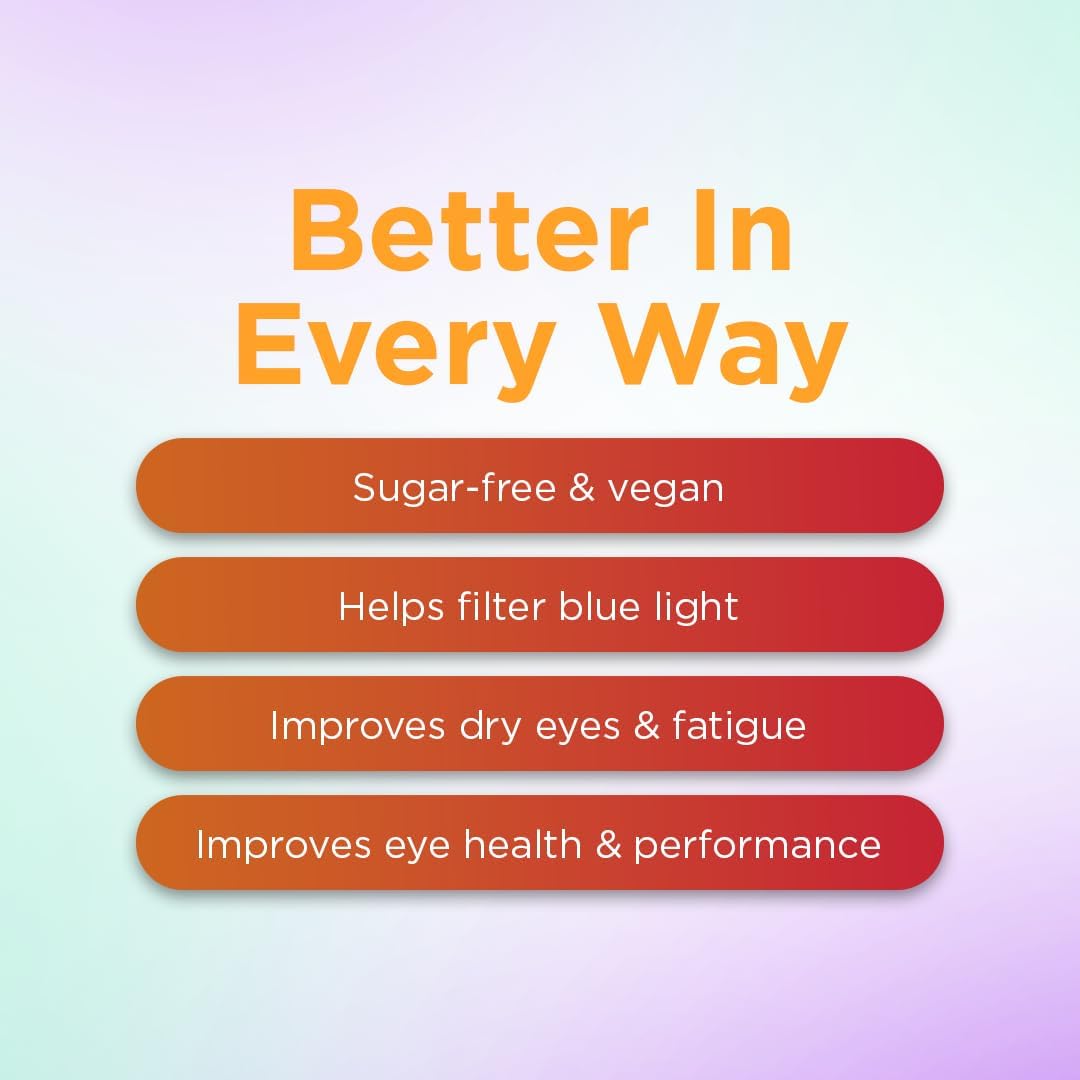 Blue Light Defense Eye Health Gummies with Lutein & Zeaxanthin - Vegan Eye Vitamins for Seniors - 60 Count Pack