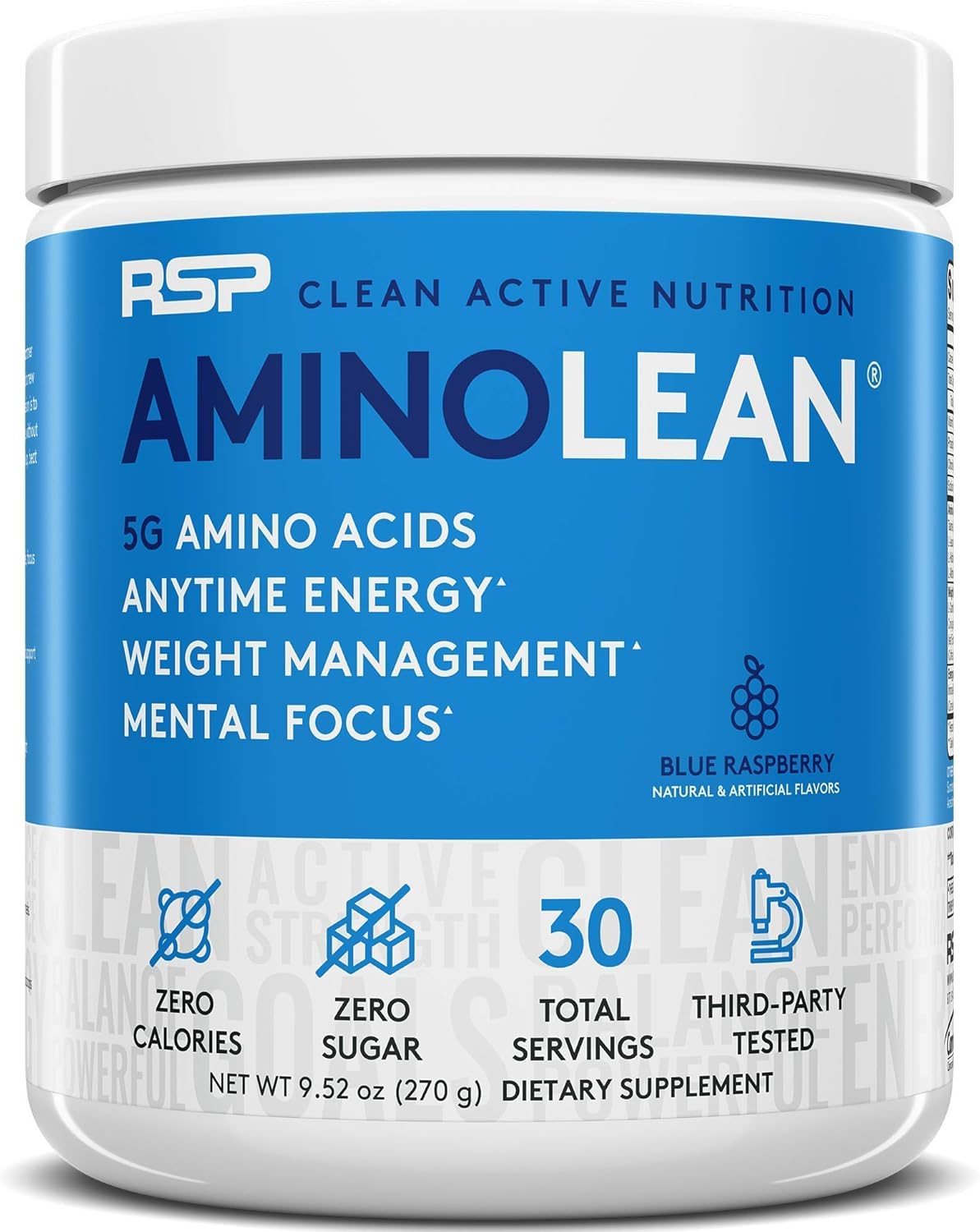 Blue Raspberry AminoLean Pre Workout Energy with Vanilla TrueFit Protein Powder - 30 Servings & 2 LB