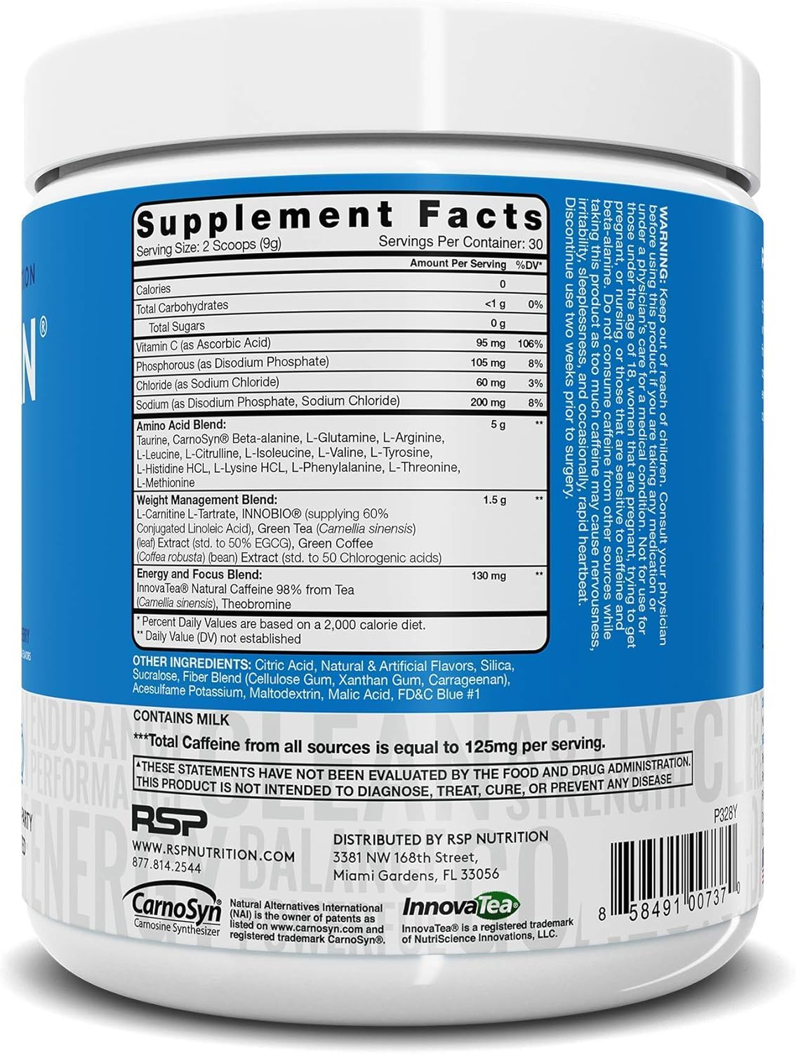 Blue Raspberry AminoLean Pre Workout Energy with Vanilla TrueFit Protein Powder - 30 Servings & 2 LB