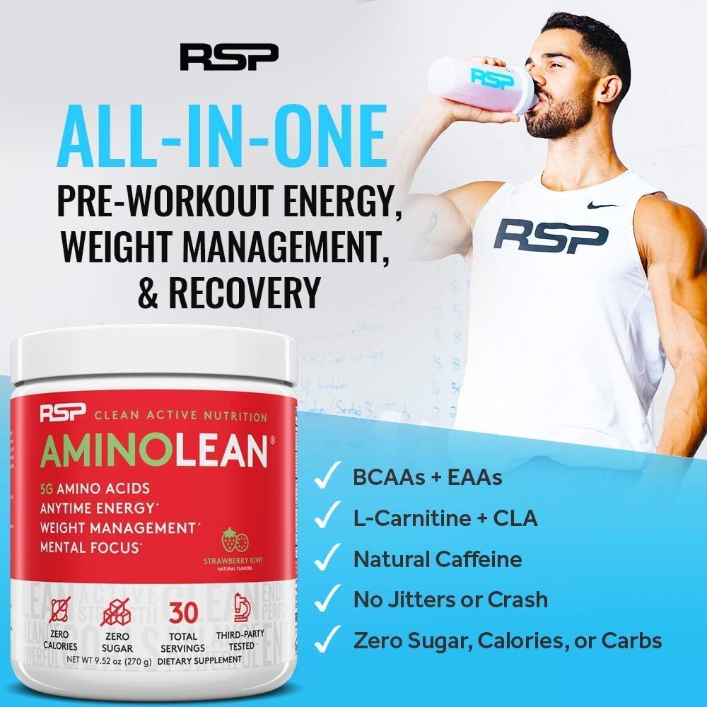 Blue Raspberry AminoLean Pre Workout Energy with Vanilla TrueFit Protein Powder - 30 Servings & 2 LB