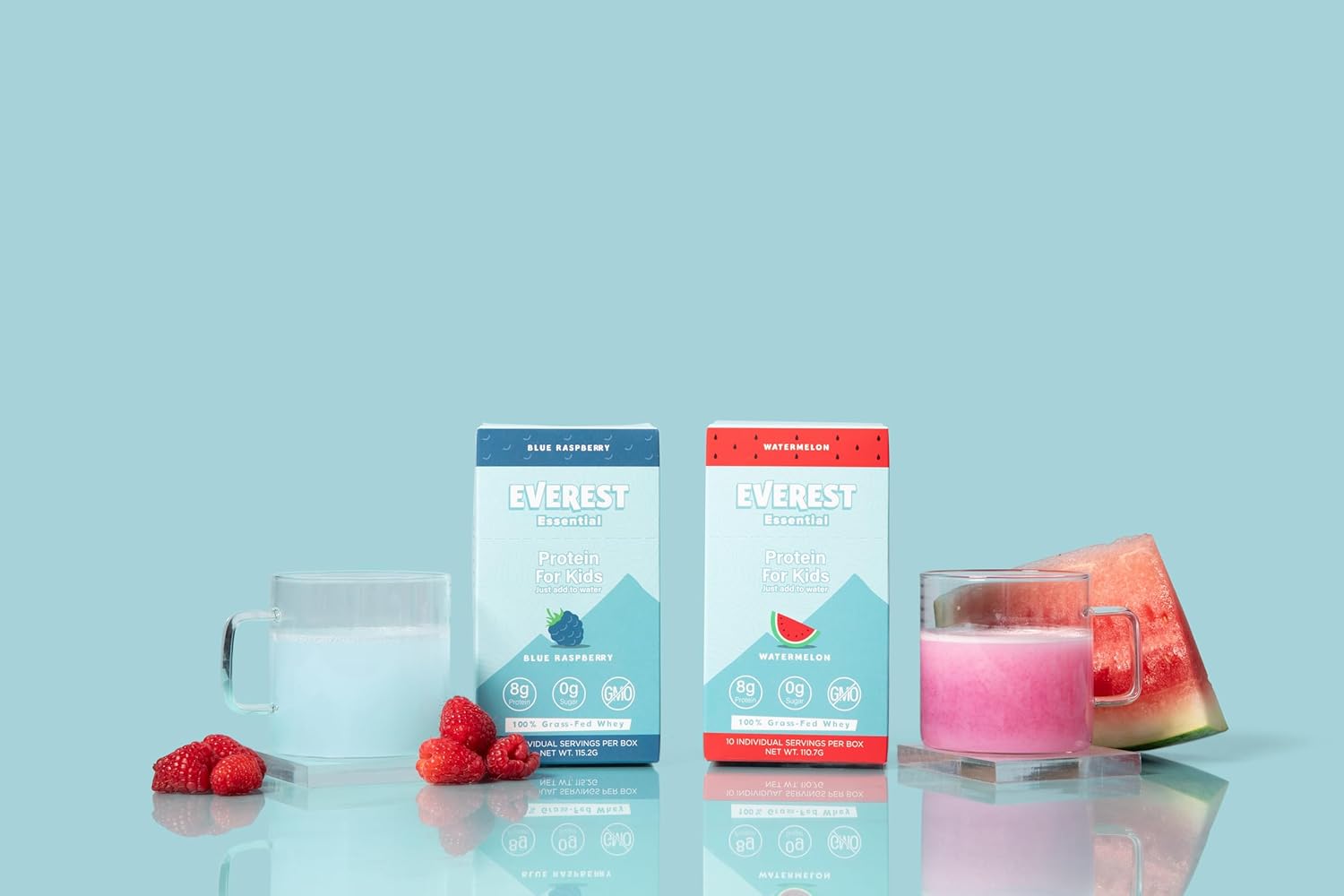 Blue Raspberry Kid's Clear Whey Protein Powder - 10 Packets, 8g Protein, Electrolytes, Non GMO, Zero Sugar