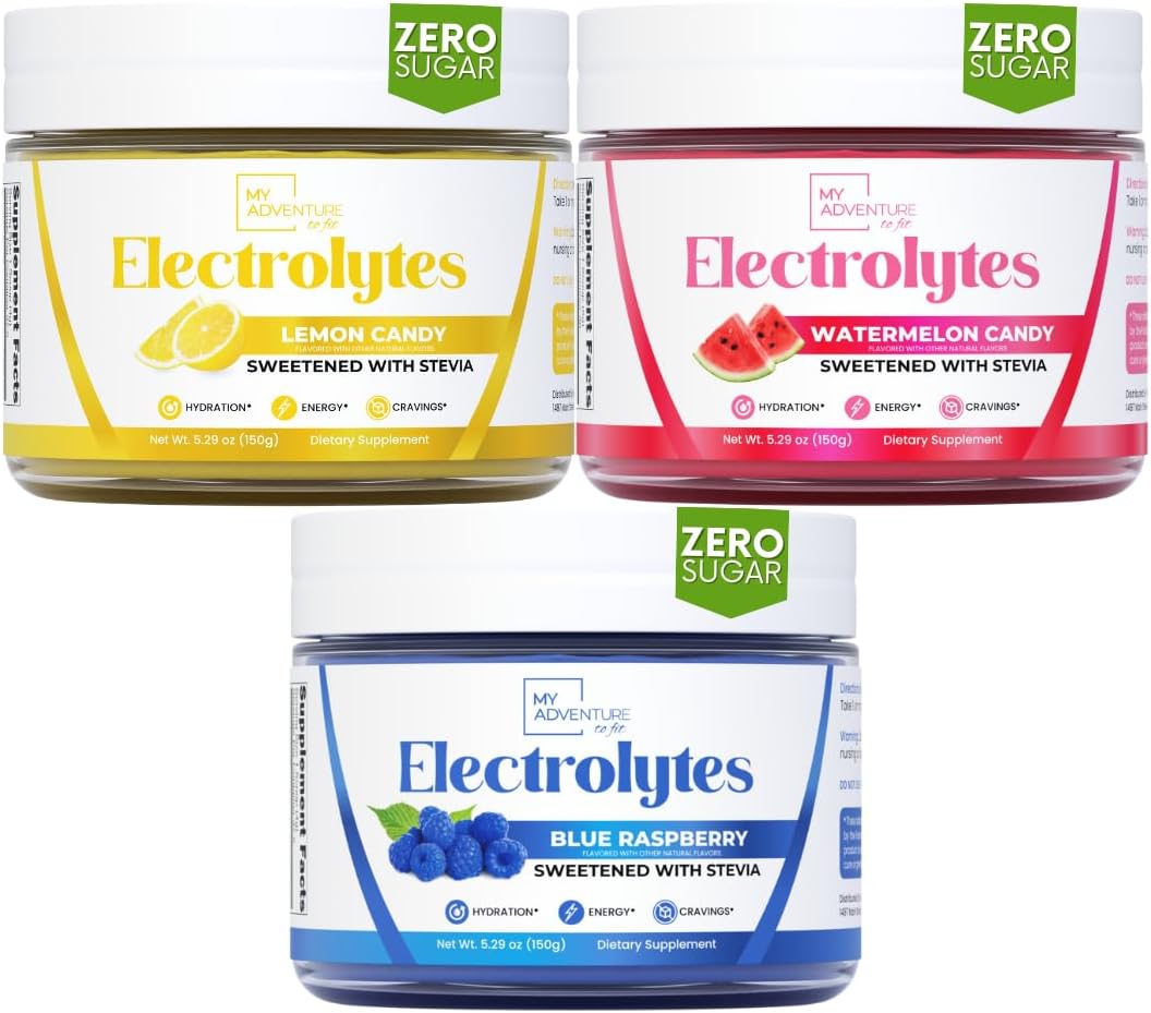 Blue Raspberry, Lemon Candy, and Watermelon Candy Electrolyte Bundle for Active Adventures