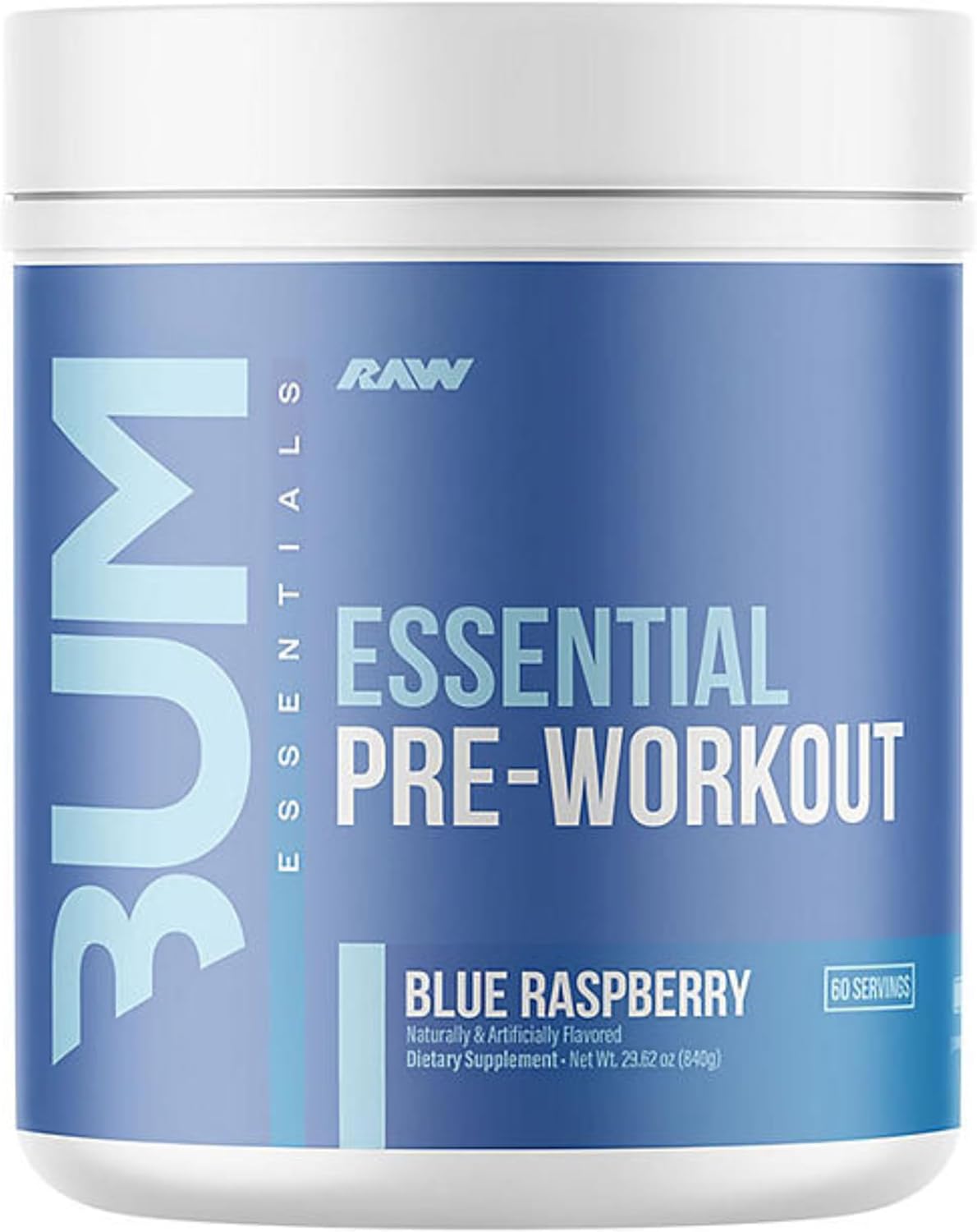 Blue Raspberry Pre-Workout Powder for Men & Women | Muscle Pump, Focus, Stamina, Strength & Endurance Booster | RAW CBUM Formula | 1.85 lbs