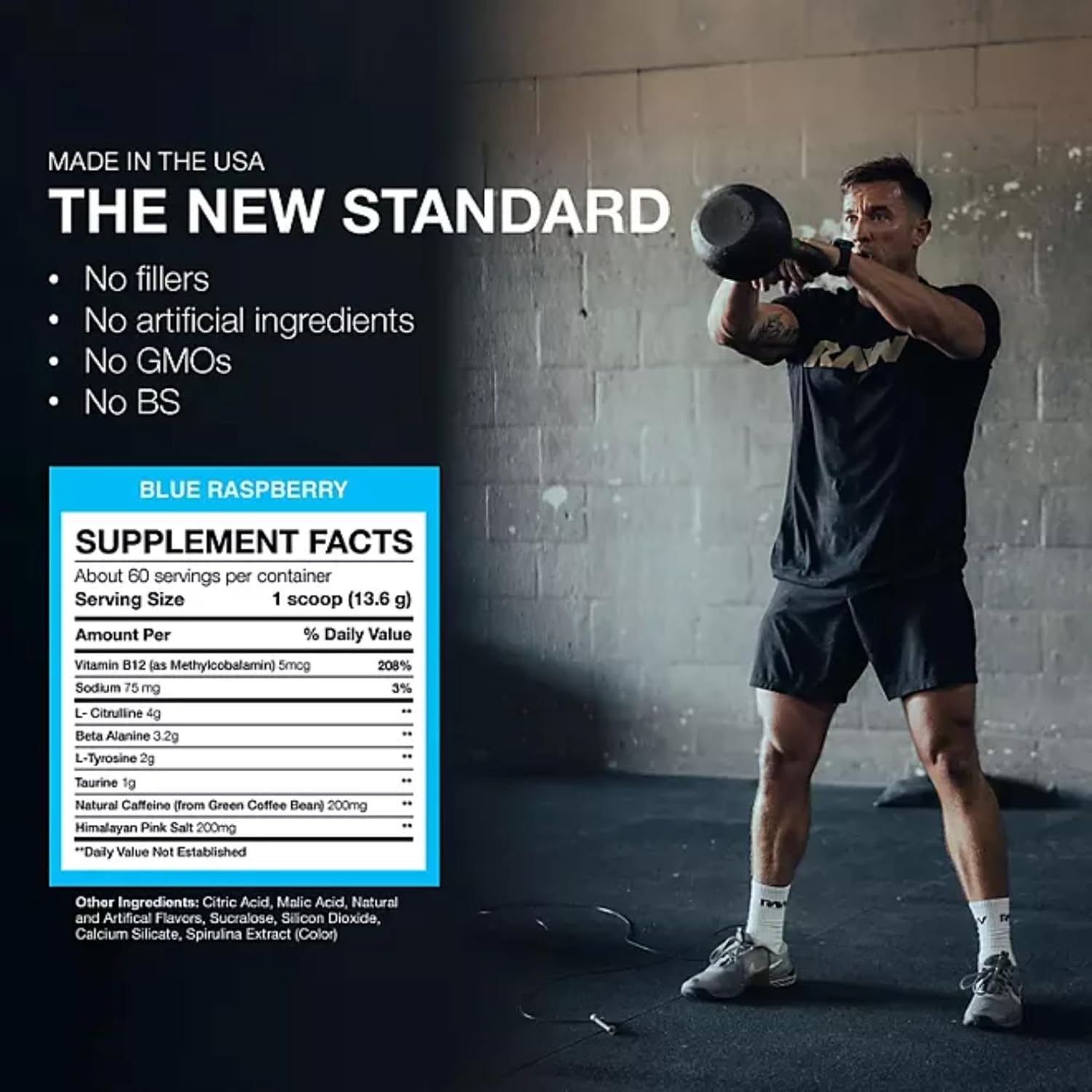 Blue Raspberry Pre-Workout Powder for Men & Women | Muscle Pump, Focus, Stamina, Strength & Endurance Booster | RAW CBUM Formula | 1.85 lbs