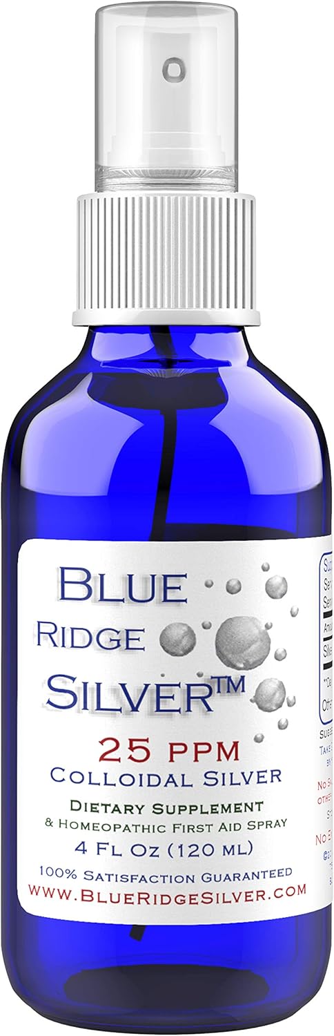 Blue Ridge Silver 25 ppm Fine Mist Colloidal Silver Spray - 4 oz Natural Immune Support Supplement