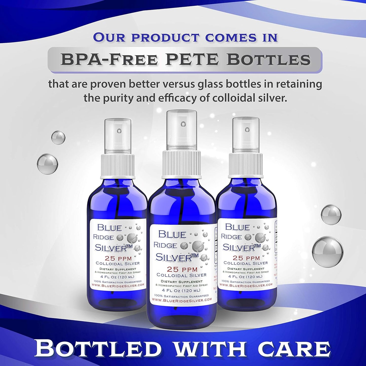Blue Ridge Silver 25 ppm Fine Mist Colloidal Silver Spray - 4 oz Natural Immune Support Supplement