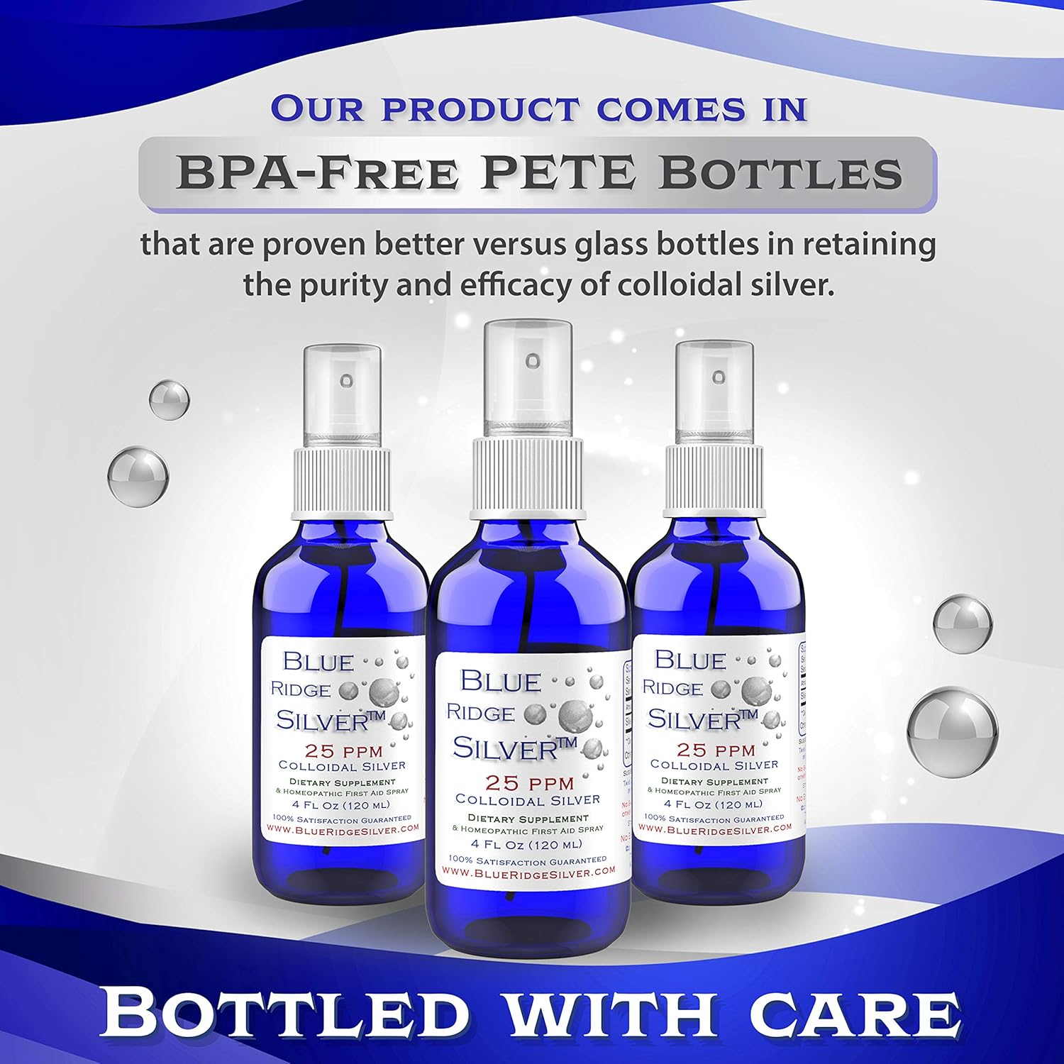 Blue Ridge Silver 25 ppm Fine Mist Colloidal Silver Spray - 4 oz Natural Immune Support Supplement
