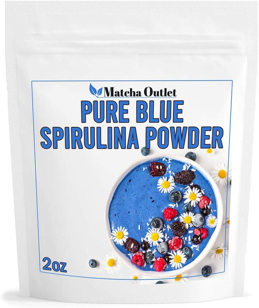 Blue Spirulina Powder Pure: Vegan Natural Food Coloring for Smoothies & Baking - 2 oz (57g) from Matcha Outlet - Phycocyanin Rich - Up to 70 Servings