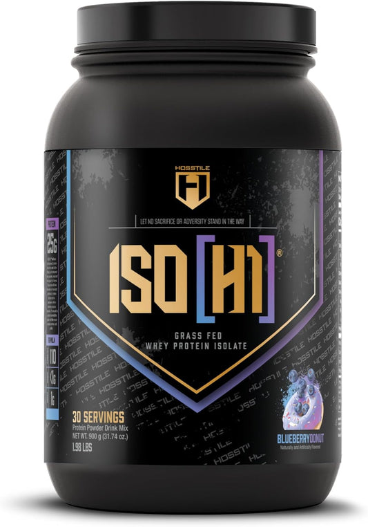 Blueberry Donut Grass Fed Whey Protein Isolate with Digestive Enzymes - Muscle Recovery Drink for Post Workout - 30 Servings