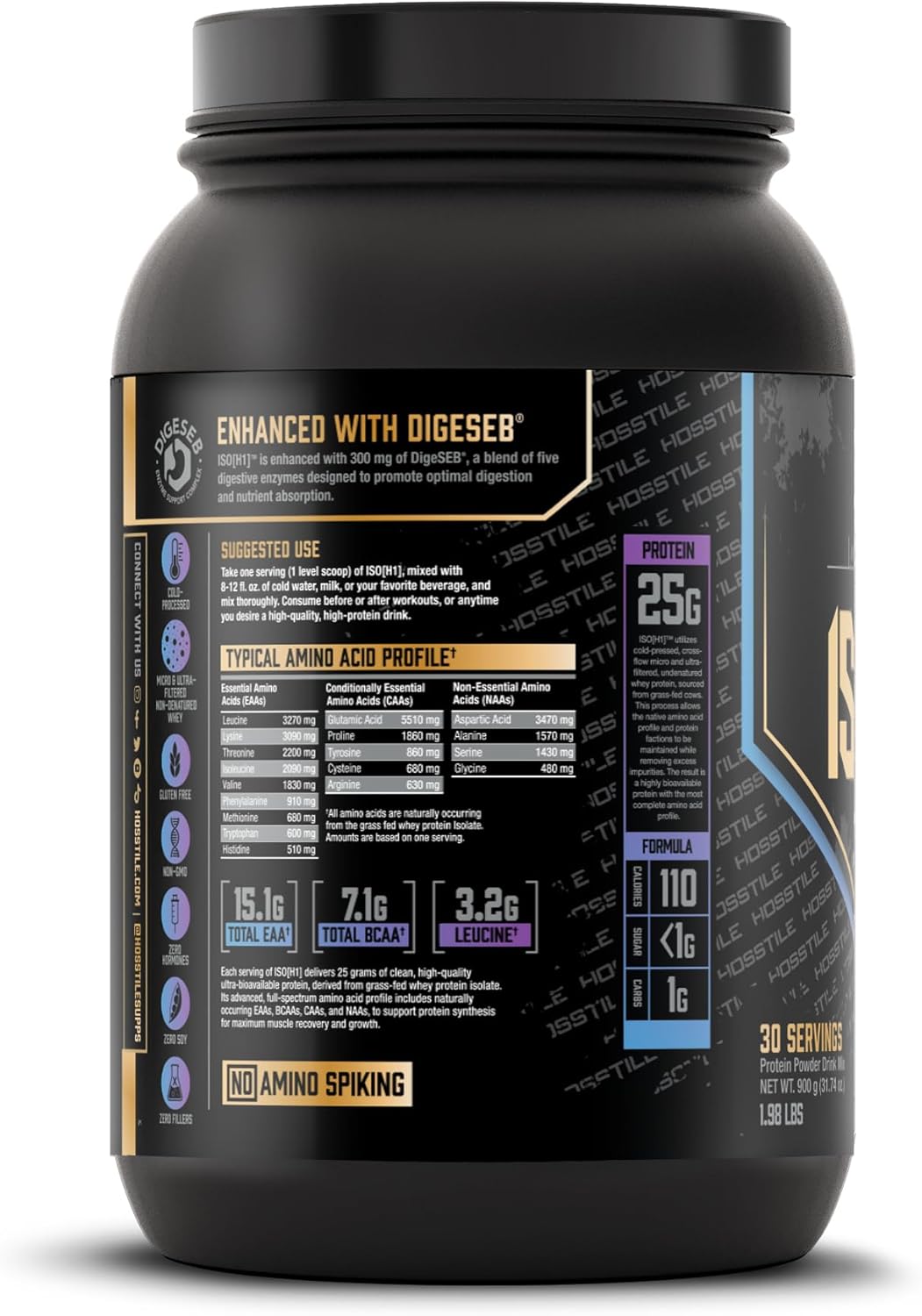 Blueberry Donut Grass Fed Whey Protein Isolate with Digestive Enzymes - Muscle Recovery Drink for Post Workout - 30 Servings