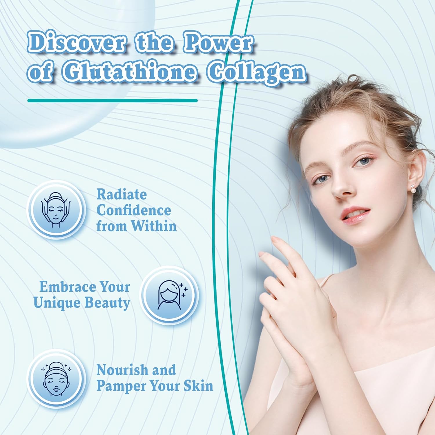 Blueberry Flavored Glutathione Collagen Gummies with Vitamin C for Women - 60 Count, Vegan, Sugar Free Supplement for Hair, Skin, Nails, Muscles, Joints, Anti-Aging