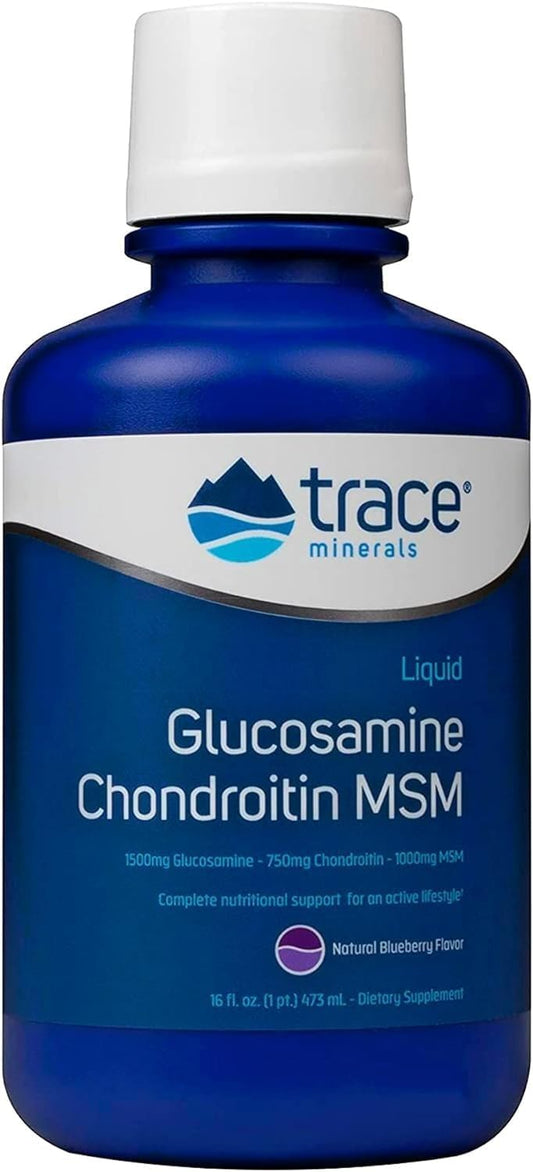 Blueberry Flavored Liquid Glucosamine Chondroitin MSM with Trace Minerals - Supports Joint Health and Mobility - 16 Servings, 16 fl oz