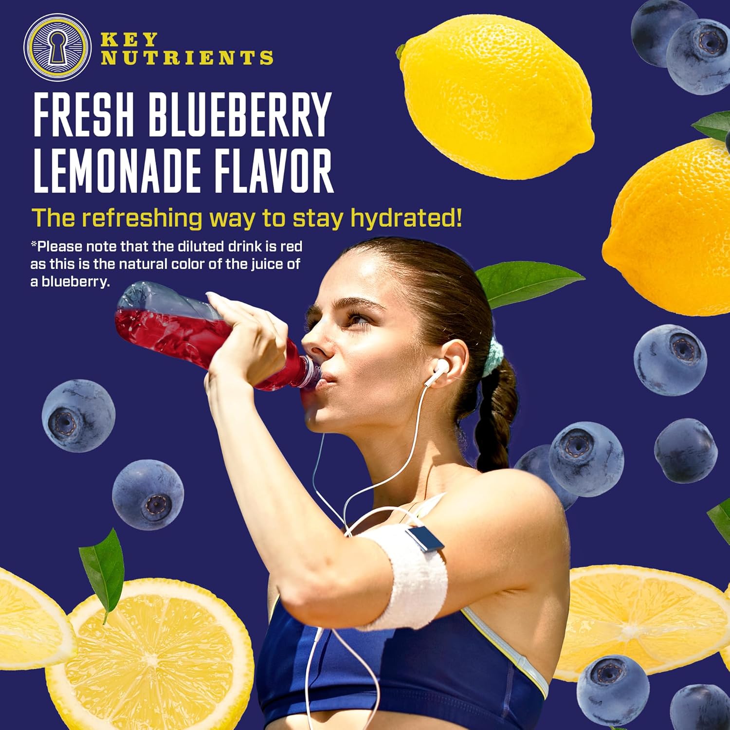 Blueberry Lemonade Electrolyte Powder with Key Nutrients - Sugar-Free Hydration Supplement for Endurance & Energy - 90 Servings Made in USA
