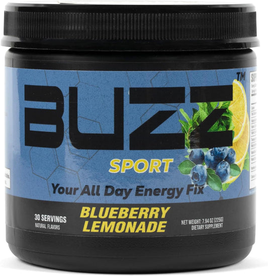 Blueberry Lemonade Sport Energy Drink Powder - Sugar-Free Energy Boost Mix with Antioxidants - Sports Nutrition Endurance, 30 Servings