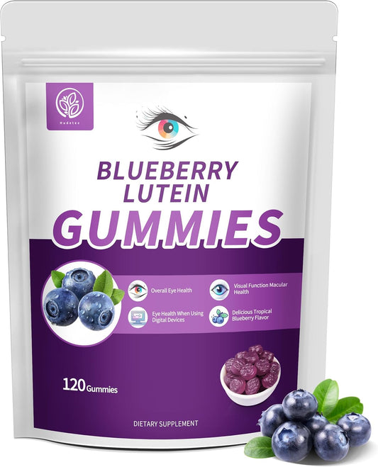 Blueberry Lutein Gummies - 120 Count for Eye Health, Kids & Adults, 2 Month Supply, Blueberry Juice & Lutein