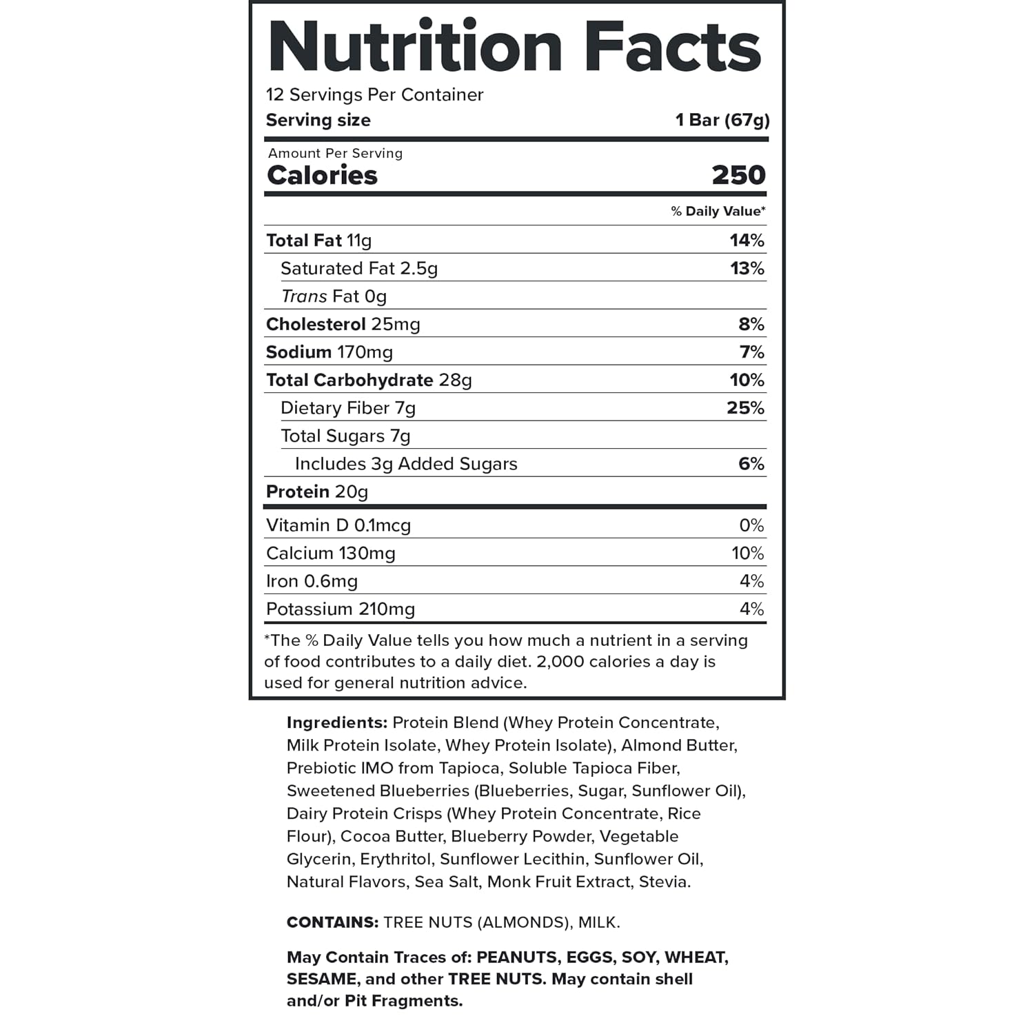 Blueberry Muffin Legion Protein Bars - 100% Whey Protein, Soy Free, Prebiotic Fiber - Low Fat, Gluten Free Healthy Snack Bars with Natural Flavor (12 Count)
