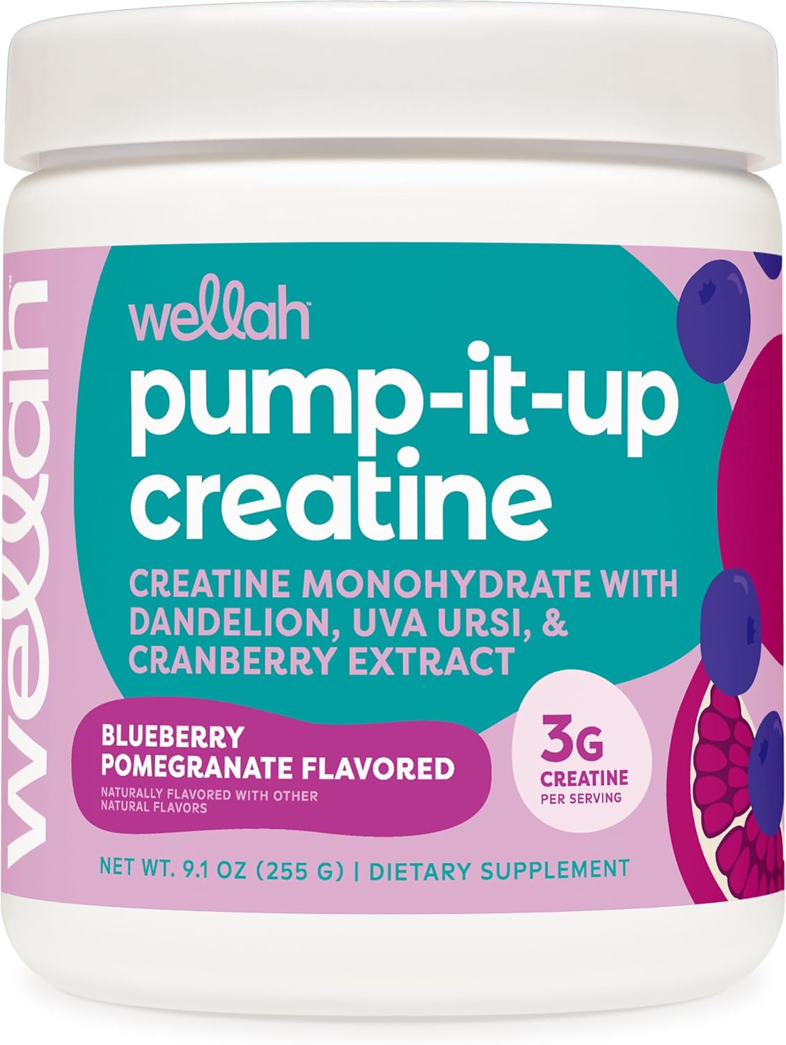 Blueberry Pomegranate Creatine Monohydrate with Dandelion, Uva Ursi, & Cranberry Extract - 50 Servings
