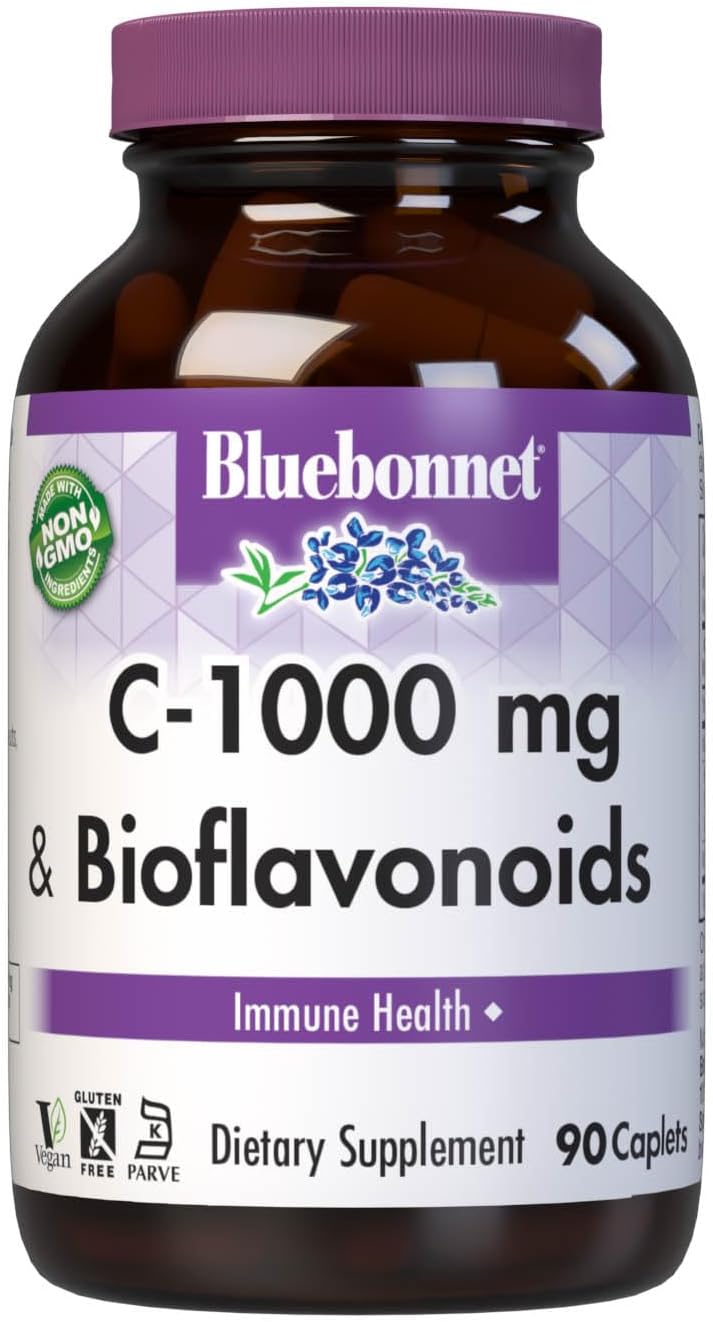 BlueBonnet 1000 mg Vitamin C Caplets with Bioflavonoids - 90 Count Bottle