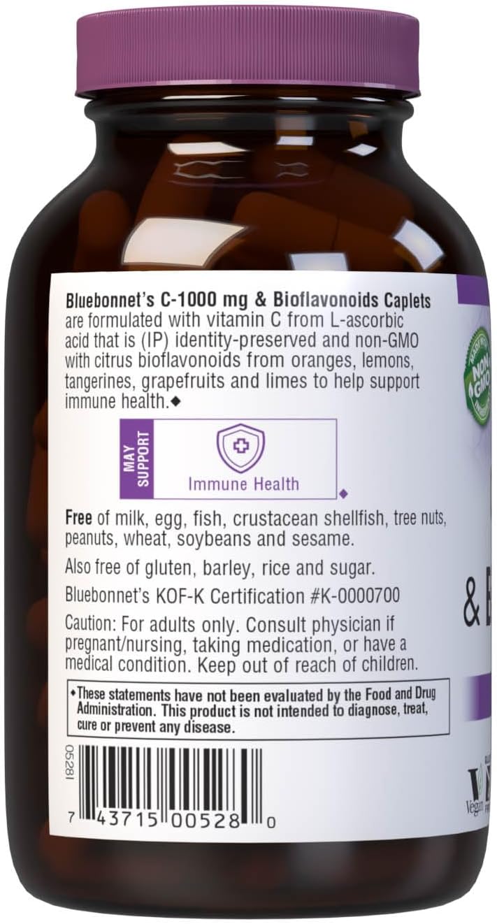 BlueBonnet 1000 mg Vitamin C Caplets with Bioflavonoids - 90 Count Bottle