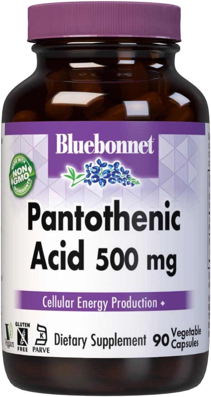 BlueBonnet 500 mg Pantothenic Acid Capsules - 90 Vegetable Capsules