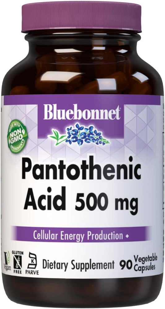 BlueBonnet 500 mg Pantothenic Acid Capsules - 90 Vegetable Capsules