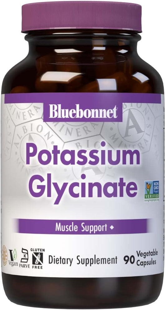BlueBonnet Albion Potassium Glycinate Capsules - Vegetarian - 99 mg - 90 Count