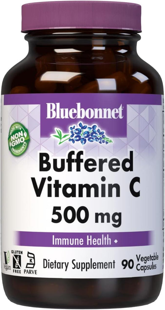 BlueBonnet Buffered Vitamin C Capsules - 500mg, 90 Count, White (743715005686)