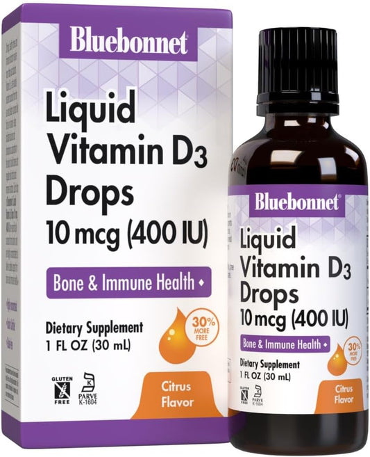 BlueBonnet Citrus Liquid Vitamin D3 Drops - 400 IU, 1 Fl Oz Bottle