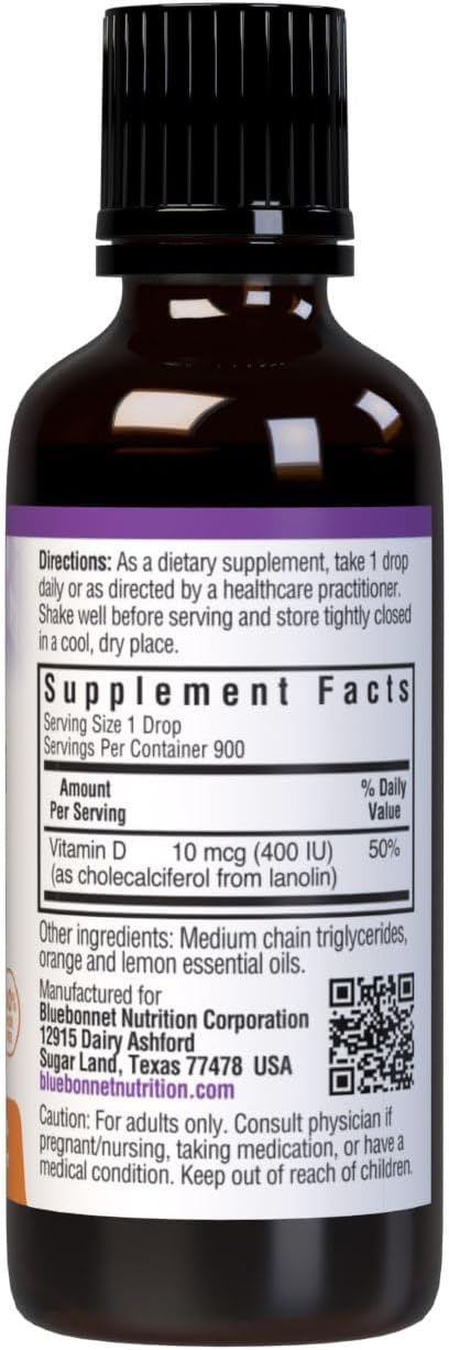BlueBonnet Citrus Liquid Vitamin D3 Drops - 400 IU, 1 Fl Oz Bottle