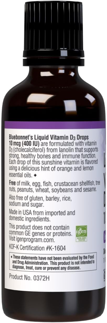 BlueBonnet Citrus Liquid Vitamin D3 Drops - 400 IU, 1 Fl Oz Bottle