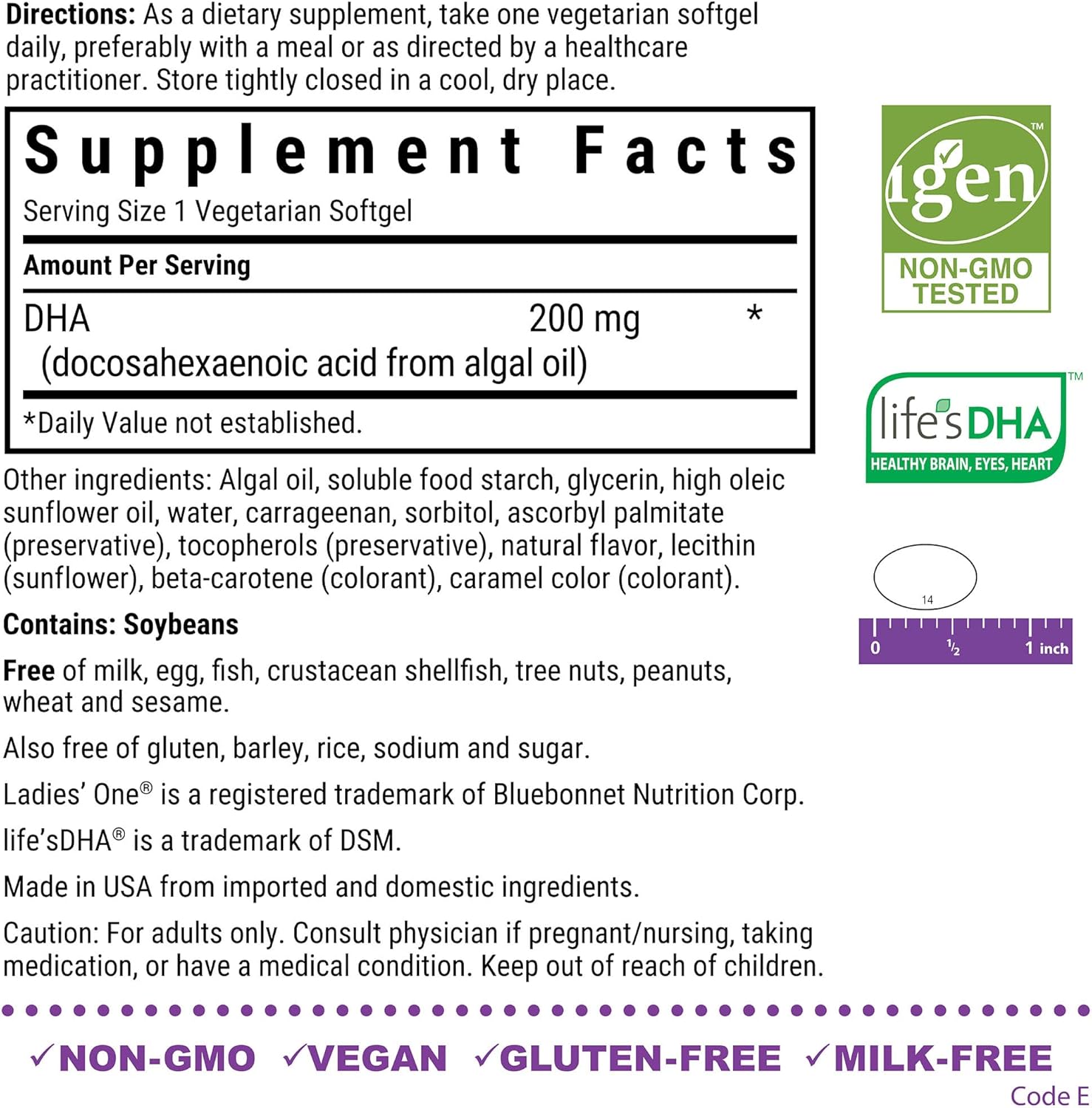 BlueBonnet Early Promise Prenatal DHA Supplement - 200mg, 60 Vegetable Capsules