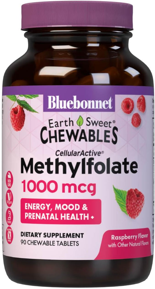 BlueBonnet Earth Sweet Methylfolate 1000 mcg Chewable Tablets - 90 Count