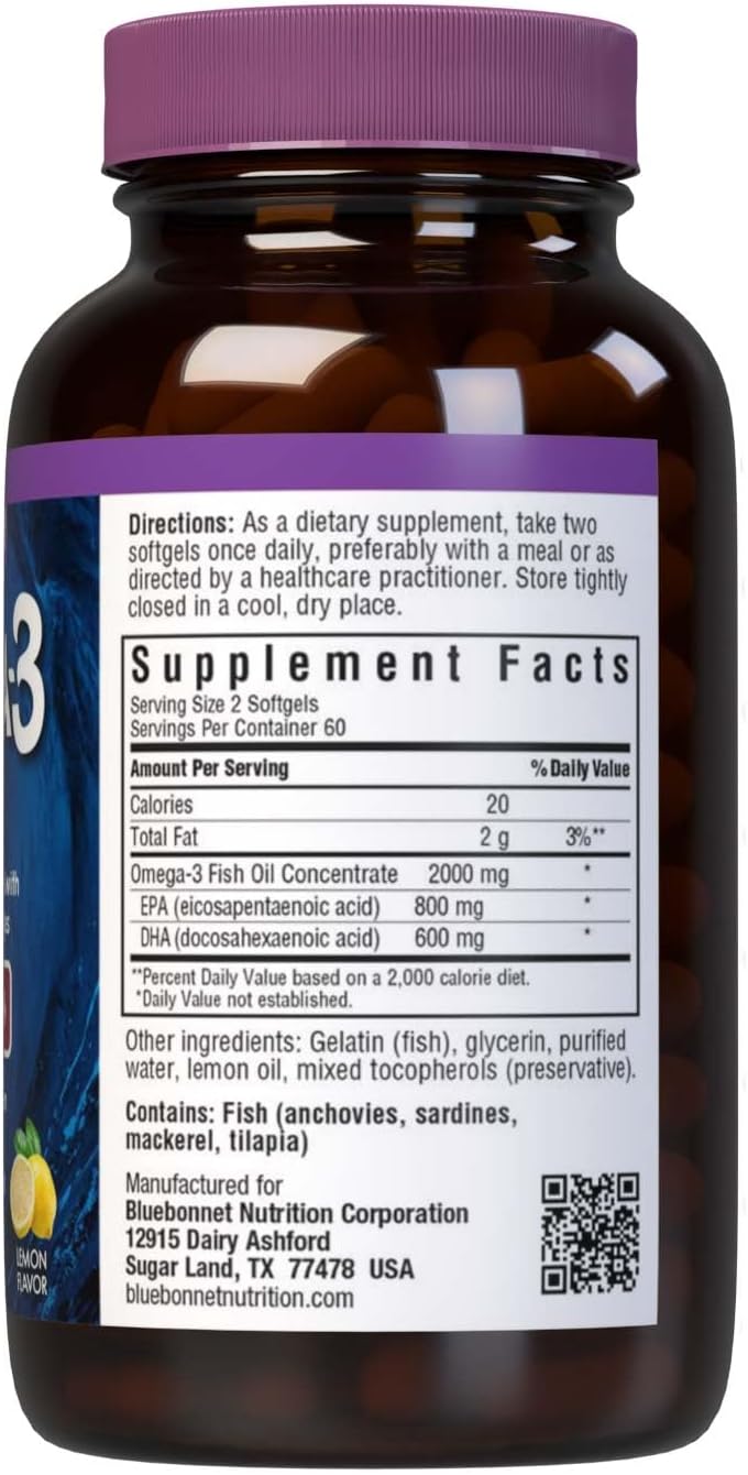 Bluebonnet EPAX Omega-3 Heart Formula SoftGels - 120 Count, 1000 mg