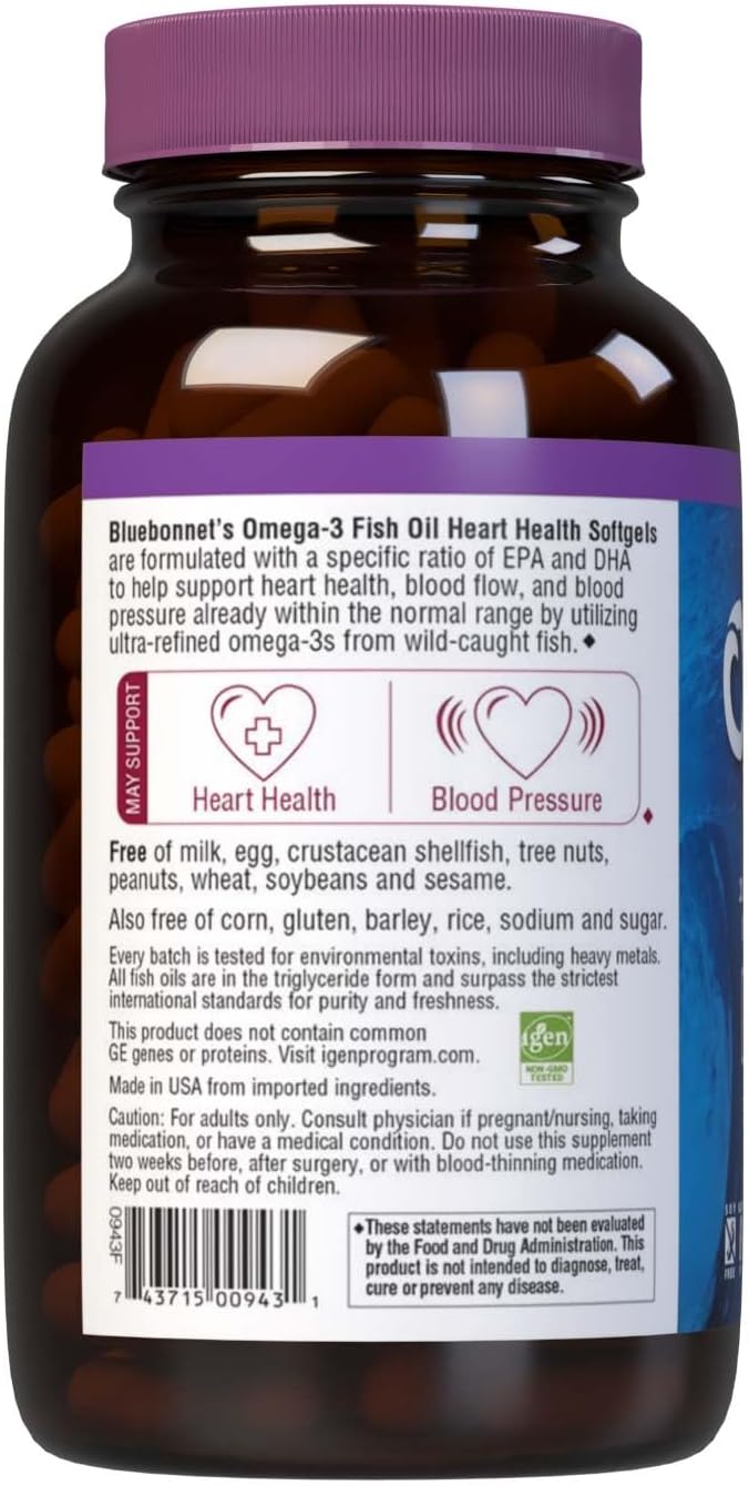 Bluebonnet EPAX Omega-3 Heart Formula SoftGels - 120 Count, 1000 mg