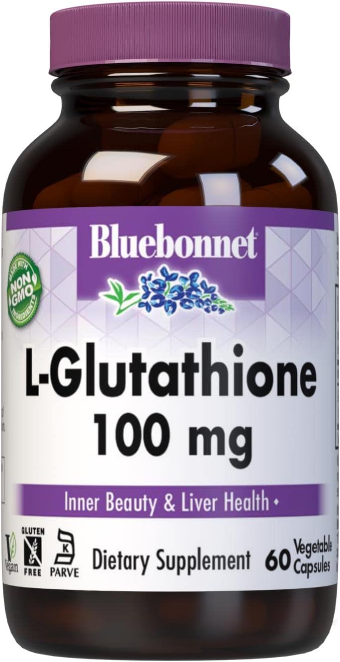 Bluebonnet L-Glutathione 100mg Capsules, 60 Count, Antioxidant Supplement