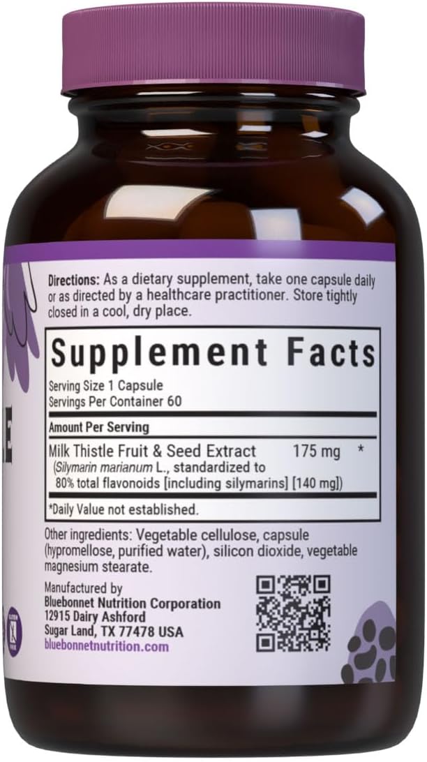 BlueBonnet Milk Thistle Fruit and Seed Extract Supplement - 60 Capsules