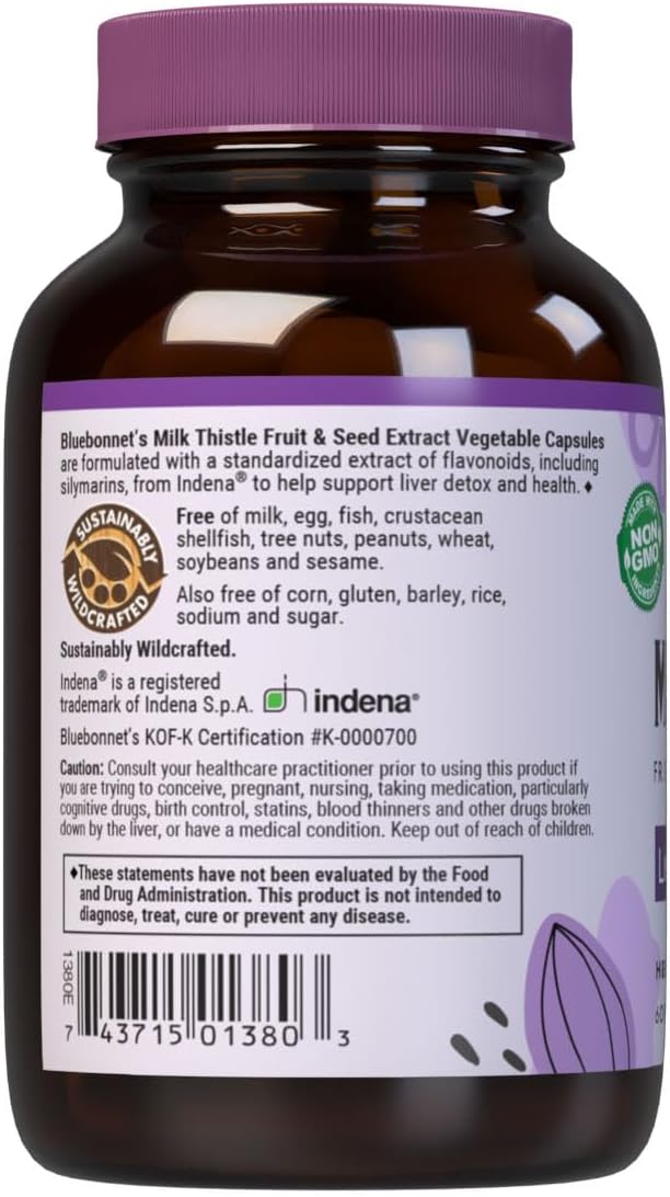 BlueBonnet Milk Thistle Fruit and Seed Extract Supplement - 60 Capsules