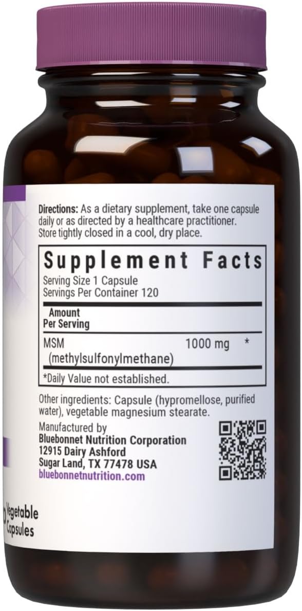 BlueBonnet MSM Supplement, 120 Capsules - Supports Joint Health and Mobility (743715009608)