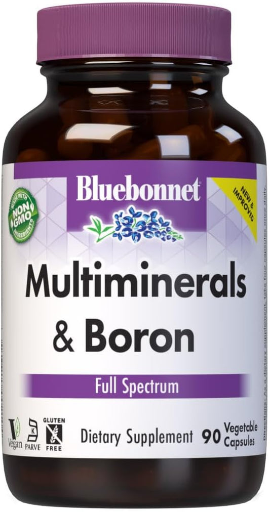 BlueBonnet Multi Minerals with Boron Capsules - 90 Count - Vegetarian Formula