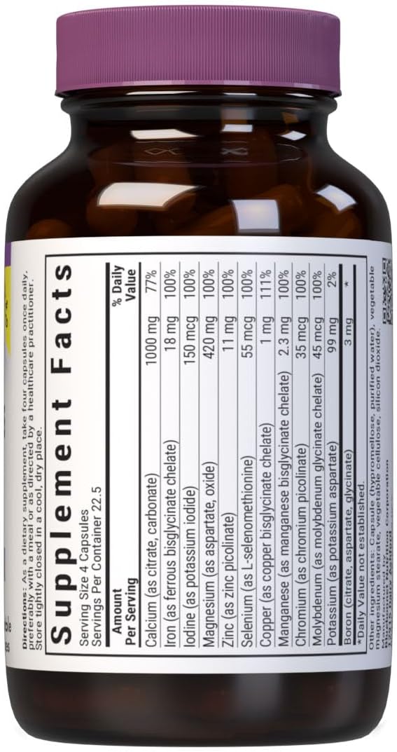 BlueBonnet Multi Minerals with Boron Capsules - 90 Count - Vegetarian Formula