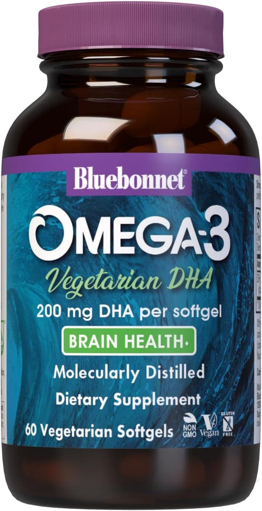 BlueBonnet Natural Omega-3 Vegetarian DHA Softgels - 200mg, 60 Count