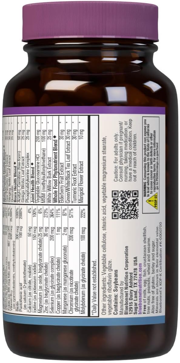 Bluebonnet Nutrition Age-Less Choice Men's 50+ Whole Food-Based Multi Caplets, 90 Count